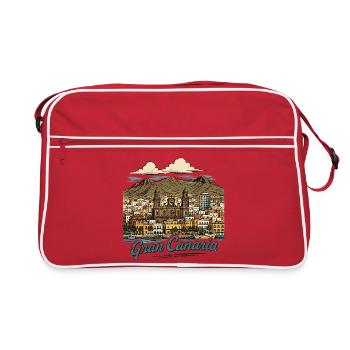 Gran Canaria Küstenpanorama - Retro Tasche - Rot/Weiß - Vorne