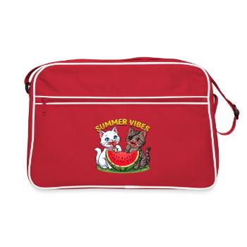 Chats d’été avec pastèque - Sac Retro - rouge/blanc - Devant