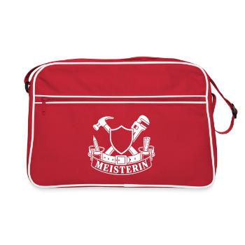 Meisterin – Handwerkerin Handwerk Wappen Vektor - Retro Tasche - Rot/Weiß - Vorne
