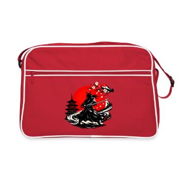 Samouraïs dans la tempête des cerisiers en fleurs - Sac Retro - rouge/blanc - Devant