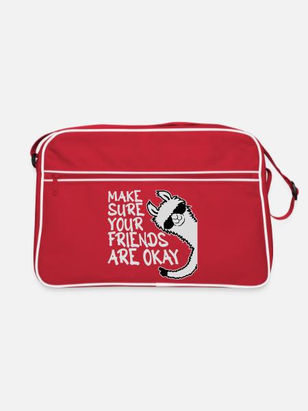 Make Sure Your Friends Are Okay Lama Sonnenbrille - Retro Tasche - Rot/Weiß - Vorne