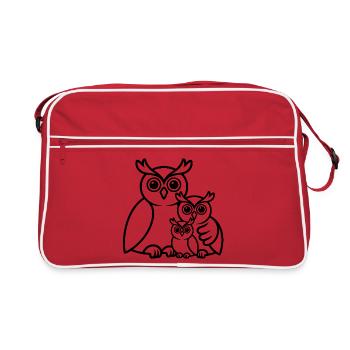 Famille de hiboux - Sac Retro - rouge/blanc - Devant
