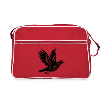 Flying Northern Bobwhite Quail - Retro Bag - red/white - Front