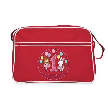 Erster Geburtstag Ballerina Hase - Retro Tasche - Rot/Weiß - Vorne