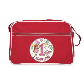 Erstes Geburtstag: Glitzer Hase Ballons - Retro Tasche - Rot/Weiß - Vorne