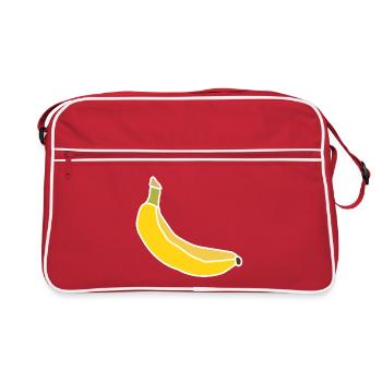 Banane jaune – Illustration fruitée minimaliste - Sac Retro - rouge/blanc - Devant