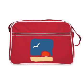 Oiseau au coucher du soleil – Art minimaliste - Sac Retro - rouge/blanc - Devant