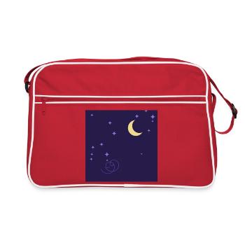 Nuit étoilée lune et spirale violette - Sac Retro - rouge/blanc - Devant