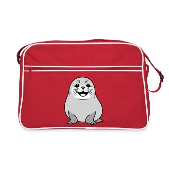 Cute Seal Comic Design - Retro Bag - red/white - Front