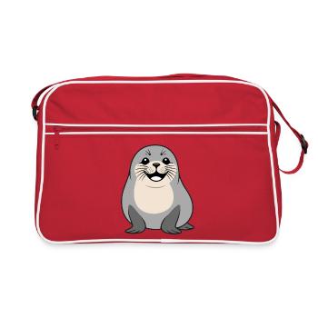 Fluffy seal nature design - Retro Bag - red/white - Front