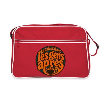 Le café d'abord, les gens après - Sac Retro - rouge/blanc - Devant
