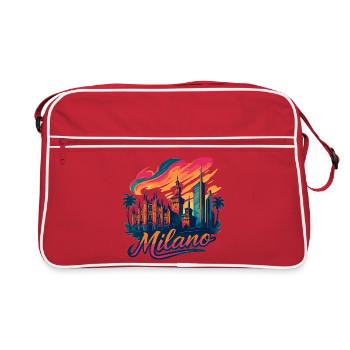 Milano Skyline: Epische Mailand Kunst in Stil - Retro Tasche - Rot/Weiß - Vorne