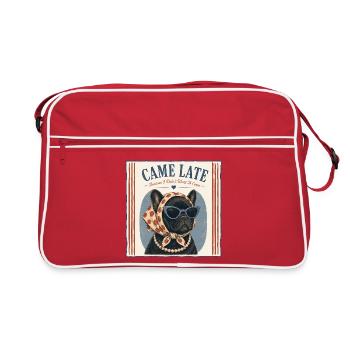 Bouledogue français : Je suis arrivé tard Humour rétro - Sac Retro - rouge/blanc - Devant