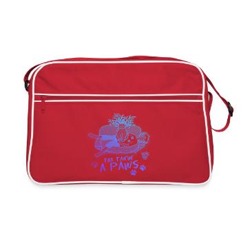 Je prends un Paws - Chat qui fait des biscuits - Sac Retro - rouge/blanc - Devant