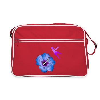 Hibiscus et silhouette de fées volantes - Sac Retro - rouge/blanc - Devant