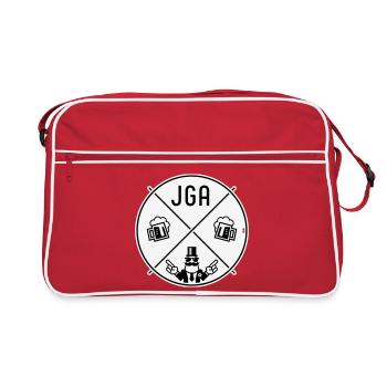 Signe de main du marié pour la fête de garçon Cercle de bière Symbole NEG 2C - Sac Retro - rouge/blanc - Devant