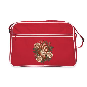 Cœur anatomique vintage avec des roses – Art gothique - Sac Retro - rouge/blanc - Devant