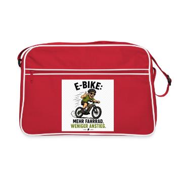 E-Bike Spaß: Mehr Rad, Weniger Anstieg - Retro Tasche - Rot/Weiß - Vorne