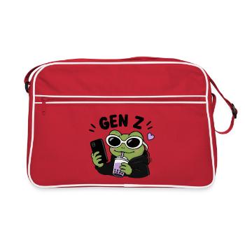 Grenouille de la génération Z avec une esthétique de mème drôle à la Boba Kawaii - Sac Retro - rouge/blanc - Devant