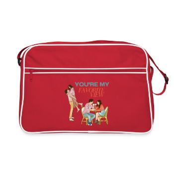 Tu es mon Cadeau de Couple Romantique Vue Préféré - Sac Retro - rouge/blanc - Devant