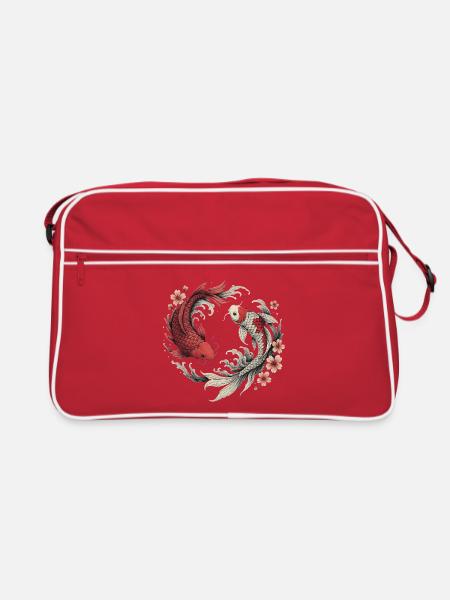Koi-Fisch-Harmonie - Retro Tasche - Rot/Weiß