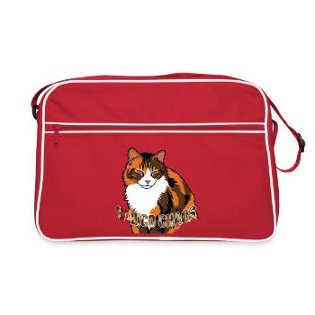 Chat gris et rouge – graphique avec inscription - Sac Retro - rouge/blanc - Devant