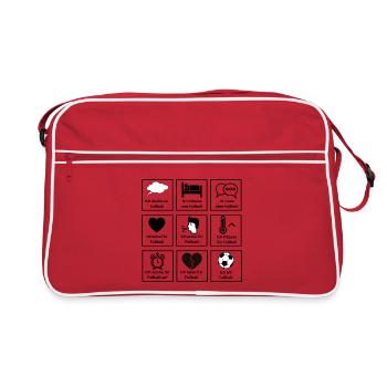Ich bin Fußball – Fußballfan Grid Design - Retro Tasche - Rot/Weiß - Vorne