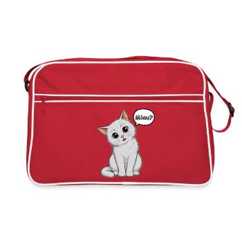 Miau? - Wie süß kann man sein?! - Retro Tasche - Rot/Weiß - Vorne