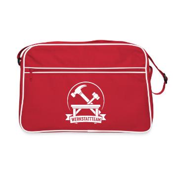 Werkstattteam – Hammer Emblem – Handwerker Design - Retro Tasche - Rot/Weiß - Vorne