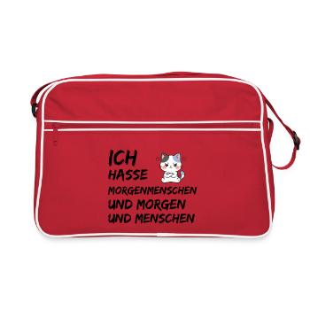 ICH HASSE MORGENMENSCHEN UND MORGEN UND MENSCHEN - Retro Tasche - Rot/Weiß - Vorne