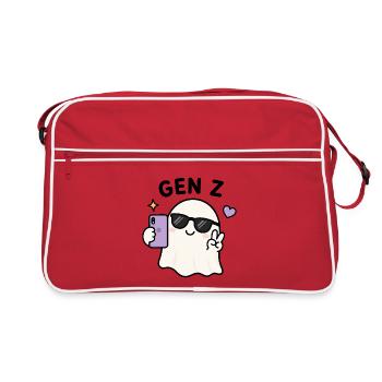 Gen Z Kawaii Ghost Selfie Cool Sunglasses Spooky  - Retro Bag - red/white - Front