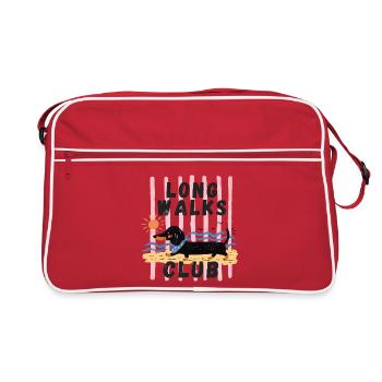 Dachshund Walking – Long Walks Club - Retro Bag - red/white - Front