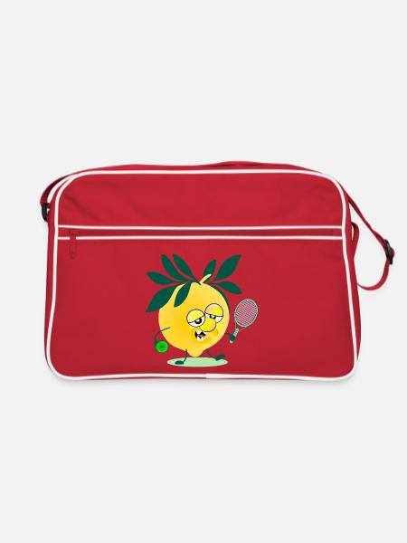 Kinder Tennis Zitrone - Retro Tasche - Rot/Weiß