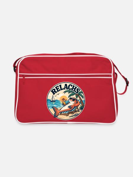 RELACHS – Chillender Lachs - Retro Tasche - Rot/Weiß