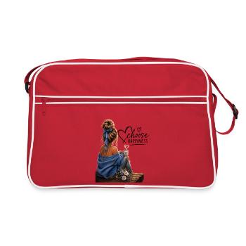 Choose Happiness: Cozy Blue Moment - Retro Tasche - Rot/Weiß - Vorne