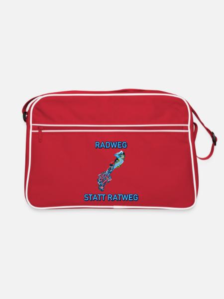 Radweg statt Ratweg - Retro Tasche - Rot/Weiß