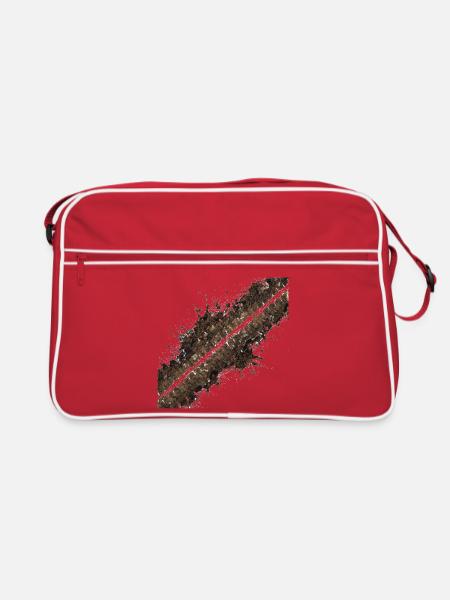 Offroad Reifenprofil Mud Dirt Track - Retro Tasche - Rot/Weiß