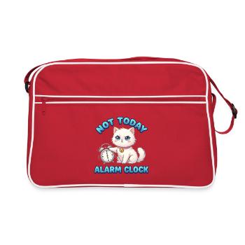Not Today Alarm Clock – Lustiges Kätzchen Motiv - Retro Tasche - Rot/Weiß - Vorne