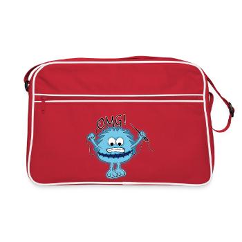 OMG Fluffy Monster - Retro Tasche - Rot/Weiß - Vorne