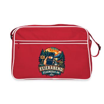 Feierabend – Flugmodus an - Retro Tasche - Rot/Weiß - Vorne
