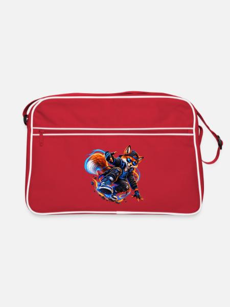Neon Fuchs – Street Art - Retro Tasche - Rot/Weiß