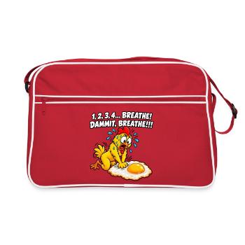 Ängstliches Küken-Atem-Meme - Retro Tasche - Rot/Weiß - Vorne