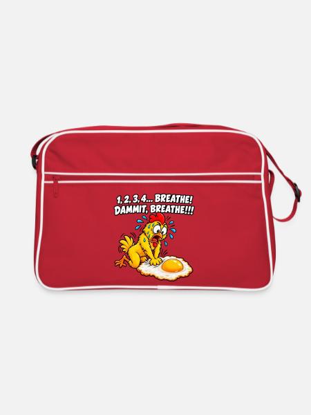Ängstliches Küken-Atem-Meme - Retro Tasche - Rot/Weiß