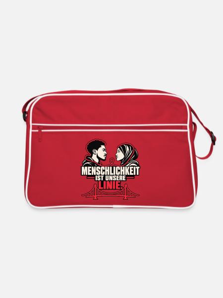 Menschlichkeit ist unsere Linie - Retro Tasche - Rot/Weiß