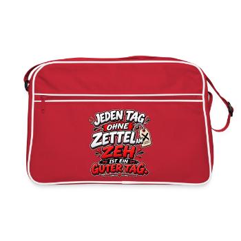 Jeden Tag Ohne Zettel am Zeh - Retro Tasche - Rot/Weiß - Vorne