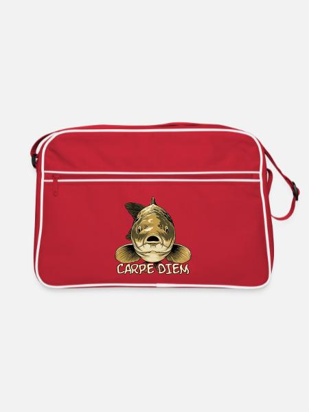 CARPE DIEM (Fisch, Angeln) - Retro Tasche - Rot/Weiß