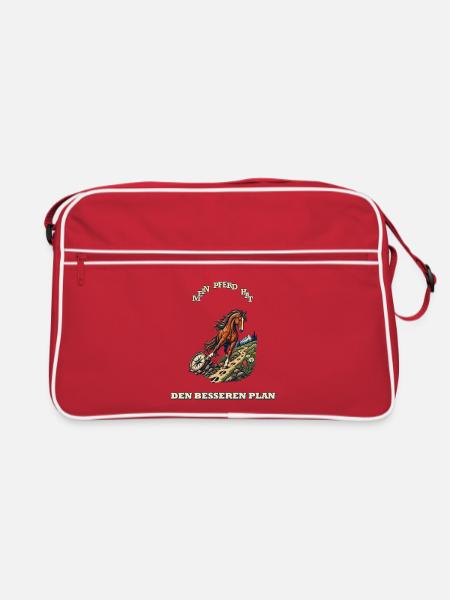 Mein Pferd hat den besseren Plan - Retro Tasche - Rot/Weiß