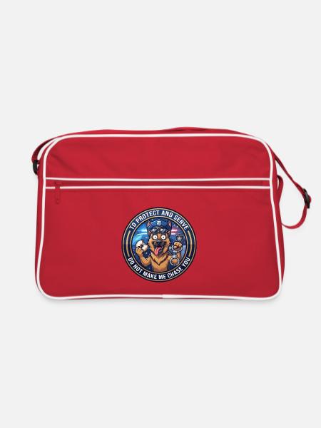 Lustiger Polizei-Deutscher Schäferhund Lass mich nicht jagen - Retro Tasche - Rot/Weiß