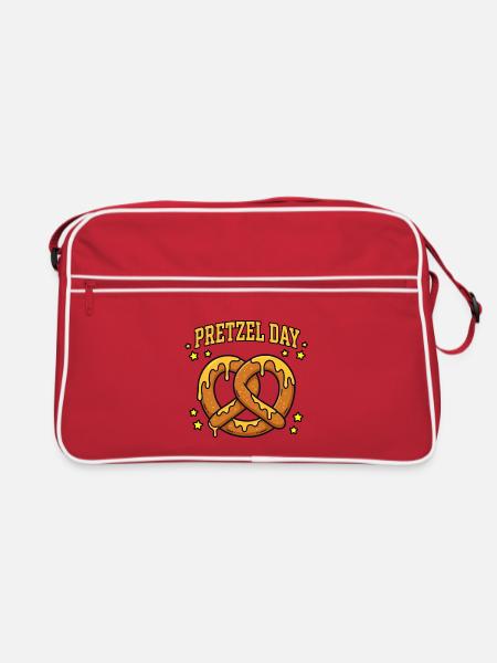 Büro-Humor – Brezeltag - Retro Tasche - Rot/Weiß