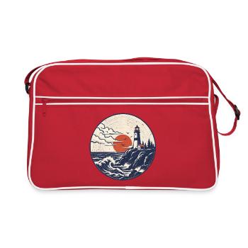 Leuchtturm Patch Abendrot - Retro Tasche - Rot/Weiß - Vorne